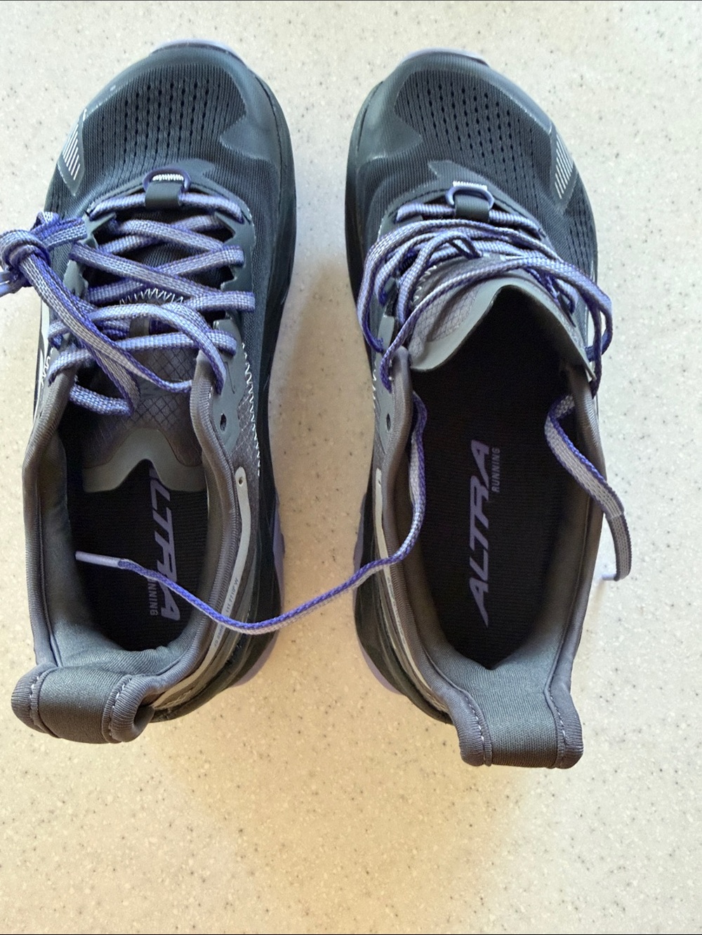 Altra Gray Running Shoes with Purple Laces